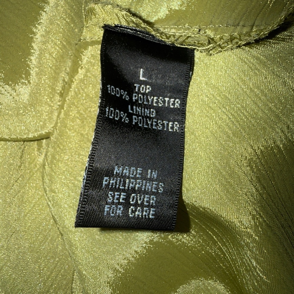 Y2K Babydoll BCX Metallic Satin Chain Detail Camisole Olive Green L Milkmaid - Picture 7 of 13